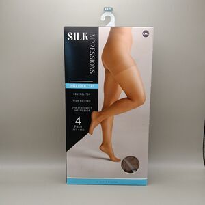 Silk Impressions Sheer For All Day 4Pair XXXL Control Top High Waisted Pantyhose